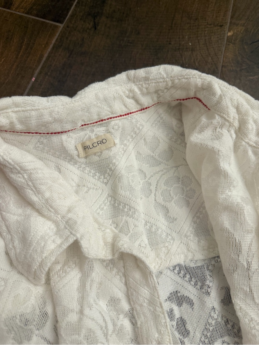 Anthropologie White Lace Button-Up Shirt - Picture 3 of 6